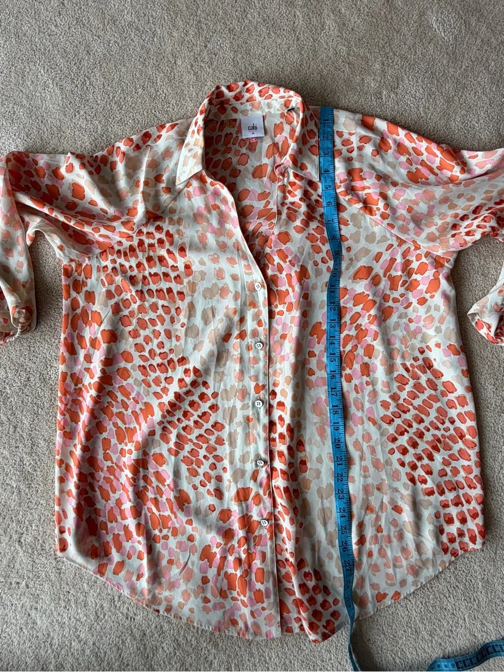 CAbi Coral and Cream Animal Print Blouse - Picture 4 of 7
